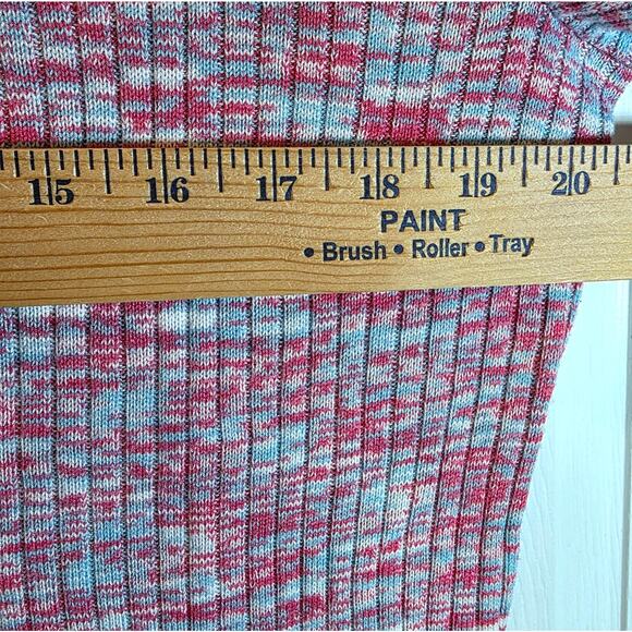 Sundance Ribbed Space-Dye Create Beauty Henley Sweater Large Blue Pink V-Neck - Picture 12 of 12